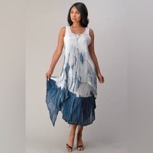 Raw Moda Cotton Tie‎ Dye Midi Dress